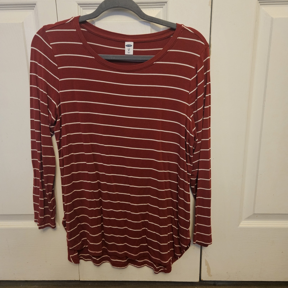 Old Navy Red Striped Long Sleeve Tee